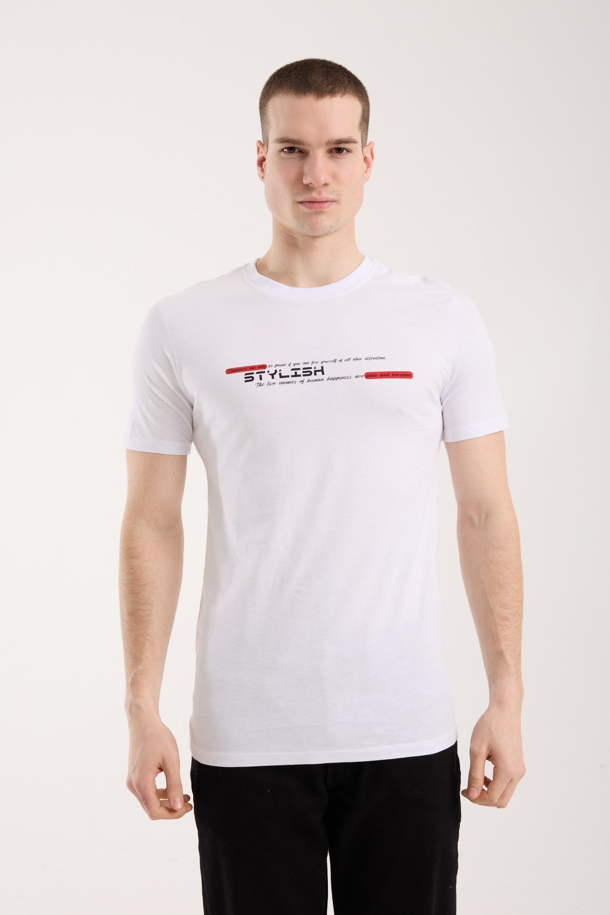 Urban Minimal Yazı Baskılı Erkek T-Shirt – Street Stil, Günlük Rahat Kalıp