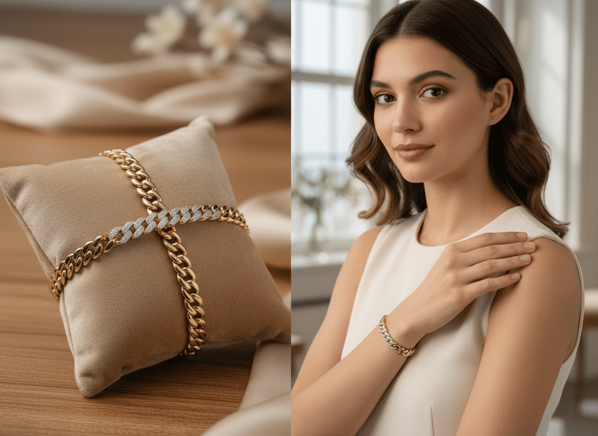 Xuping Gold & Taş Detaylı Kadın Bileklik – Kararma Yapmayan Parlak Şık Tasarım