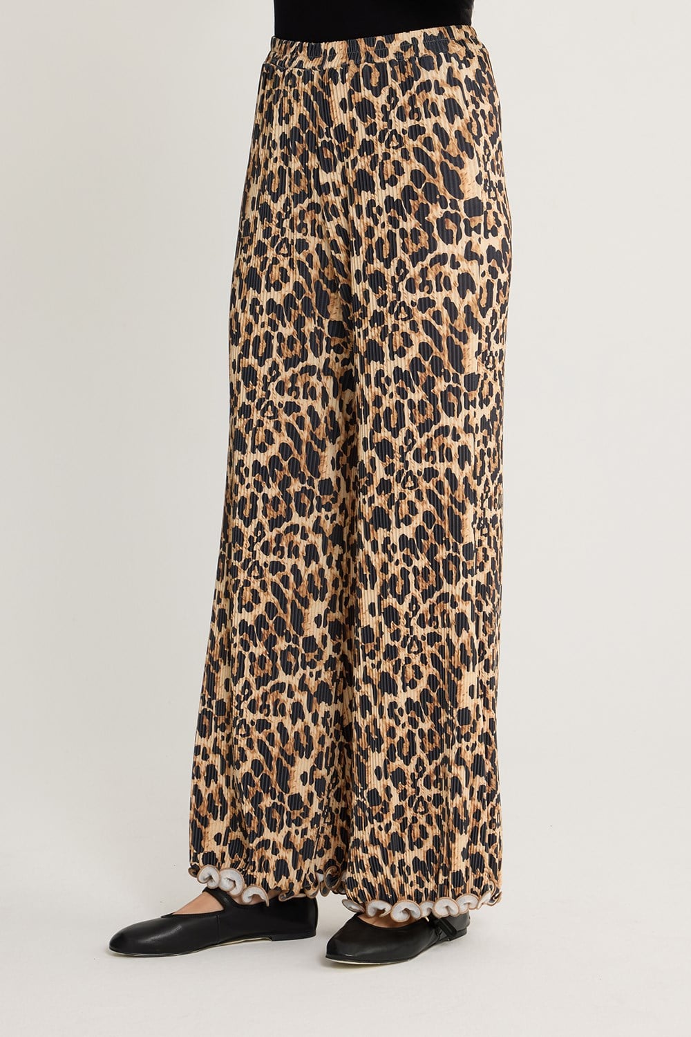 Fırfırlı Pilise Pantolon Leopar Desen