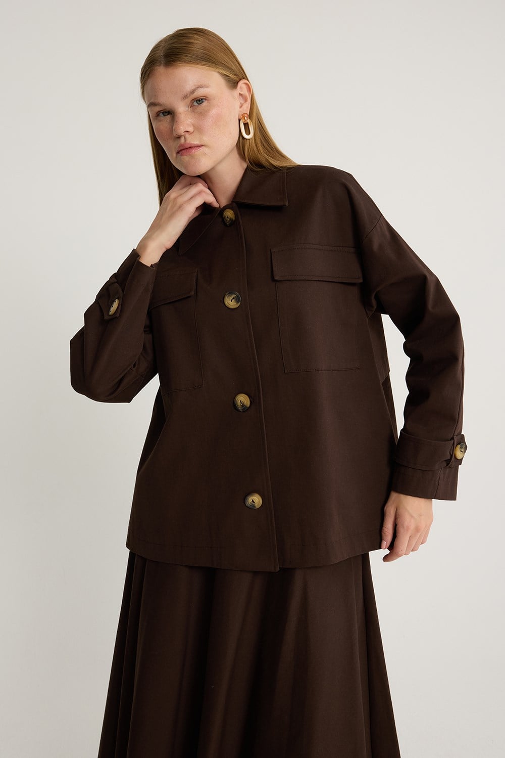 Gabardin Ceket Kahve