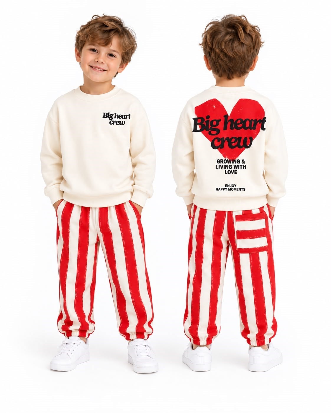 B&K Kids Big Heart Crew Unisex Takım