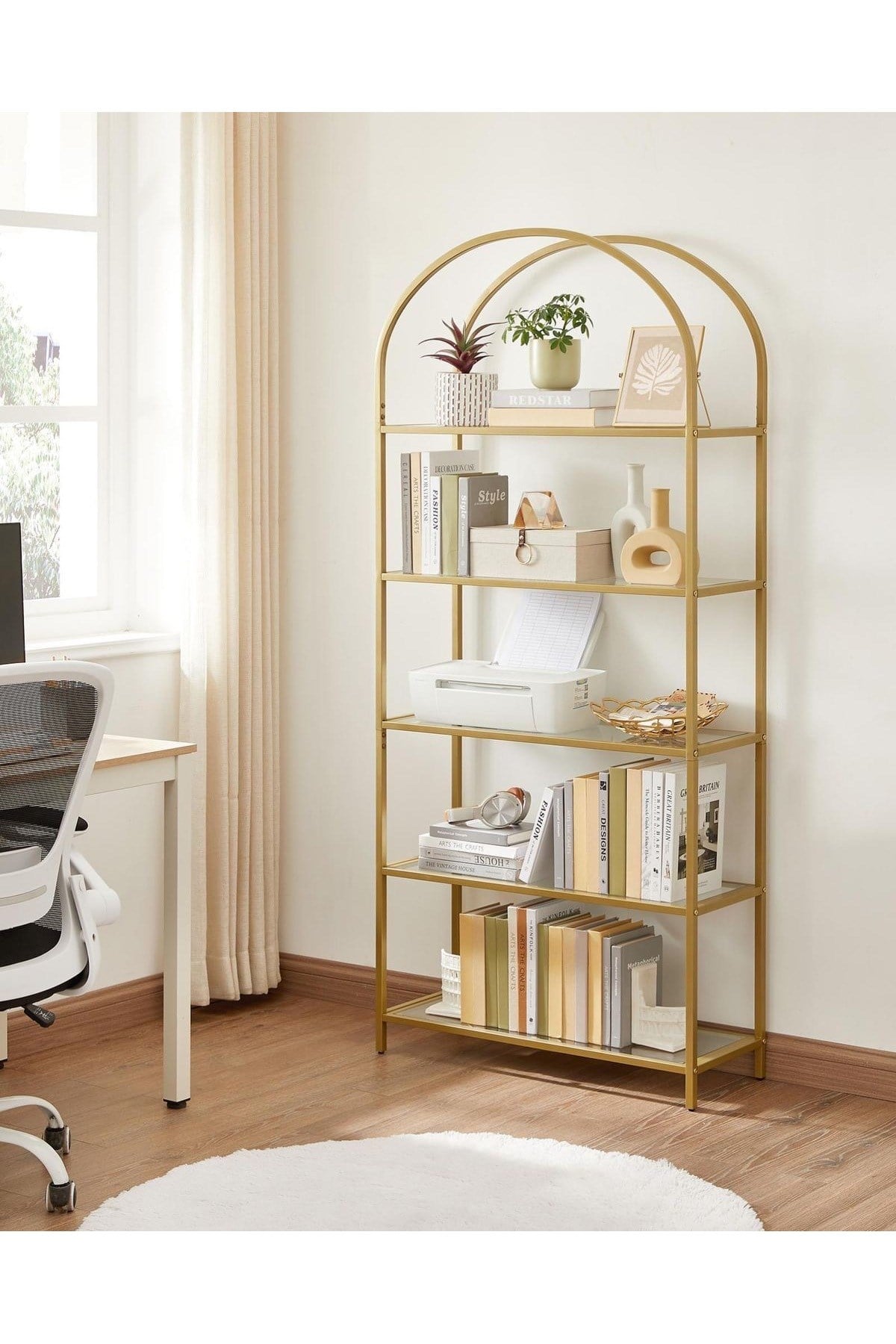 gold ütopya metal kitaplık ve dekoratif raf 150x70x40