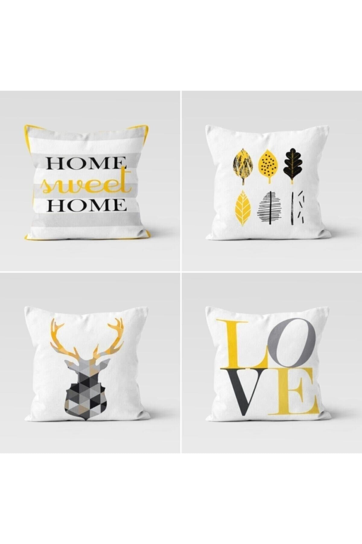 Home 4'lü Geyik Tasarımlı Kırlent Kılıfı