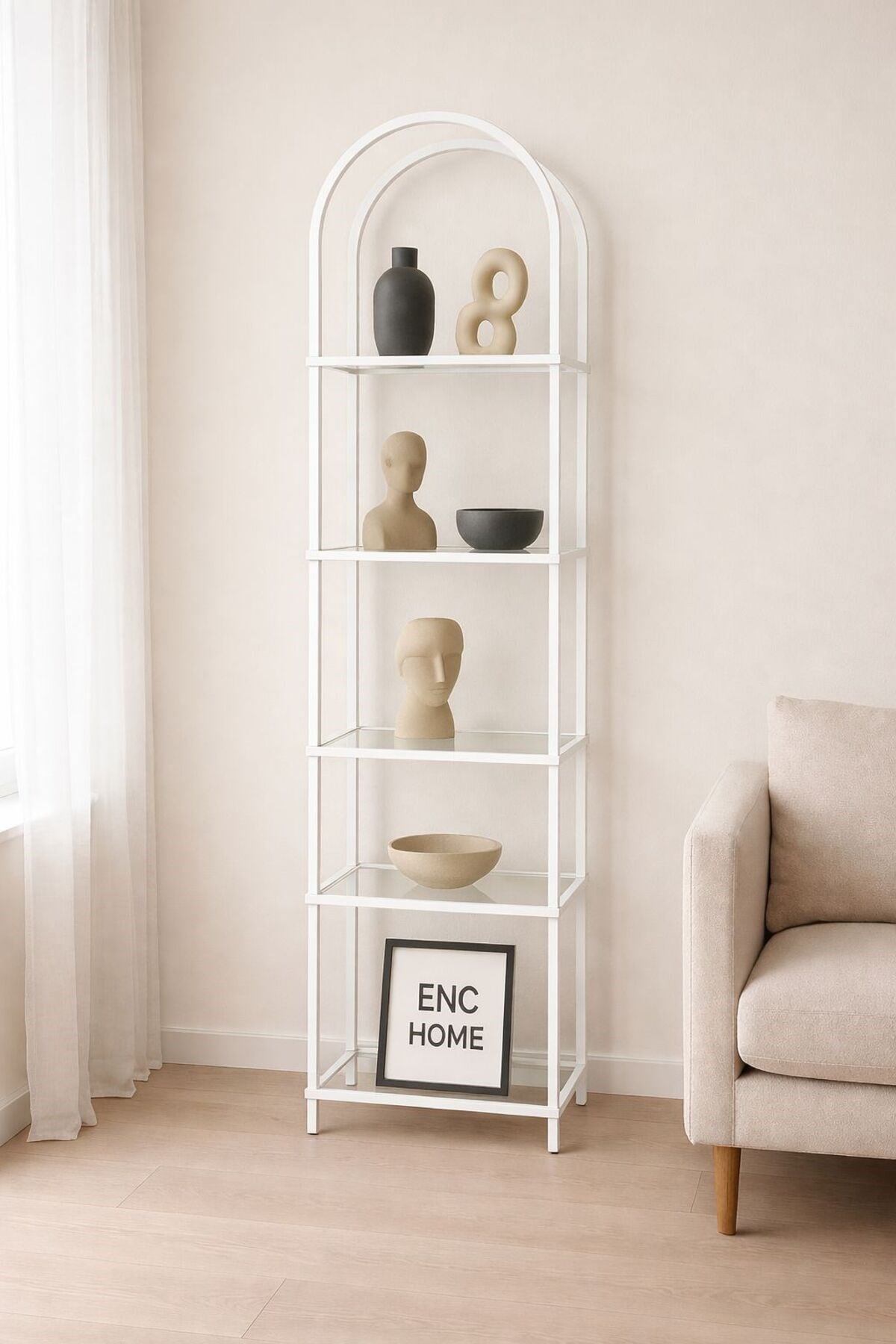 Mini Ütopya Metal Kitaplık Ve Dekoratif Raf 150x40x30 beyaz