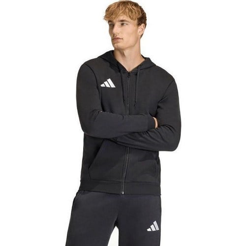 Adidas KF5945 ENT26 Fz Erkek Sweatshirt Siyah Düz Desenli Kapüşonlu Rahat Kesim Sezon