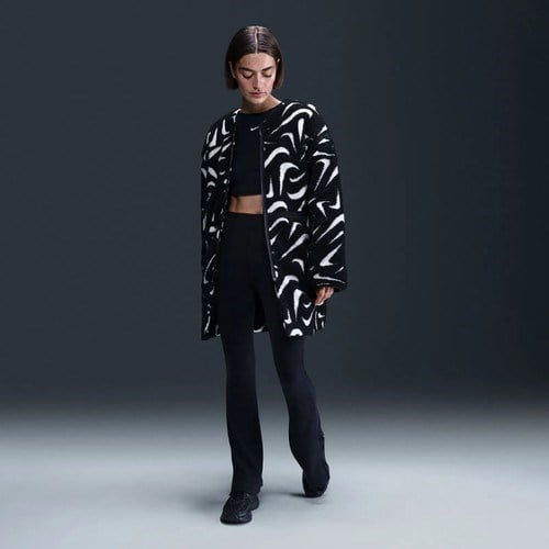 Nike Sportswear Cozy Long-Haired All-Over Swoosh Logo Lined Loose Full-Zip Kadın CEKET-FV8025-010