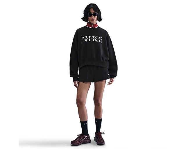 NIKE W NSW PHNX FLC CREW GLS Kadın Günlük Sweatshirts IH4056-010 Siyah