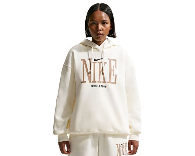 NIKE W NSW PHNX FLC OS GFX HDY Kadın Günlük Sweatshirts IR1735-133 Beyaz