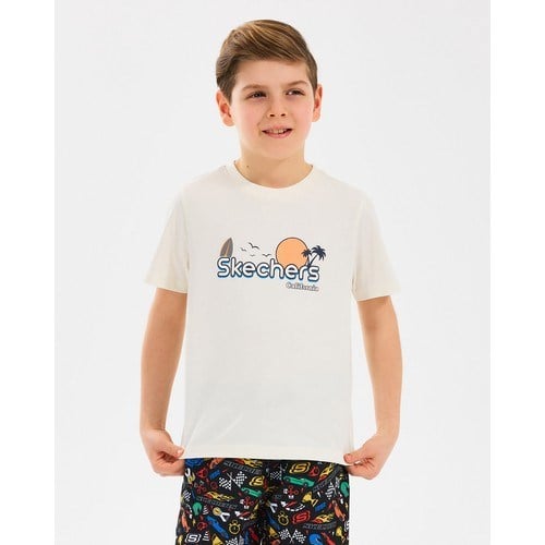 Skechers B Graphıc Tee T-Shirt Büyük Erkek Çocuk Offwhite Tshirt Sk2510134-102