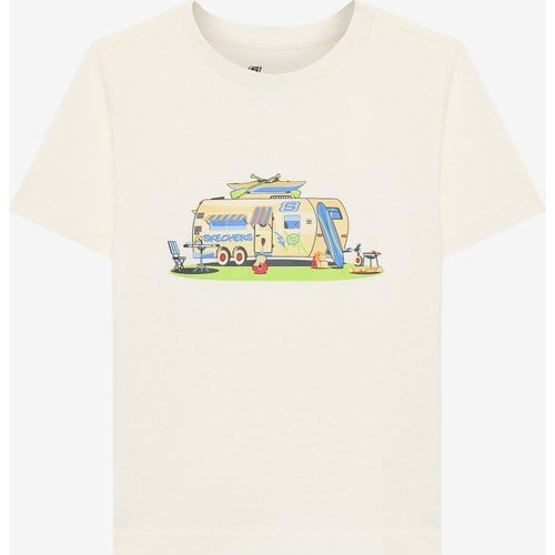 Skechers B Short Sleeve Regular Fit T-Shirt Büyük Erkek Çocuk Offwhite Tshirt Sk2510102-102