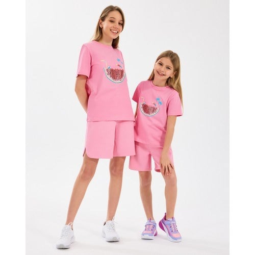 Skechers G Graphıc Tee T-Shirt Büyük Kız Çocuk Pembe Tshirt Sk2510132-610