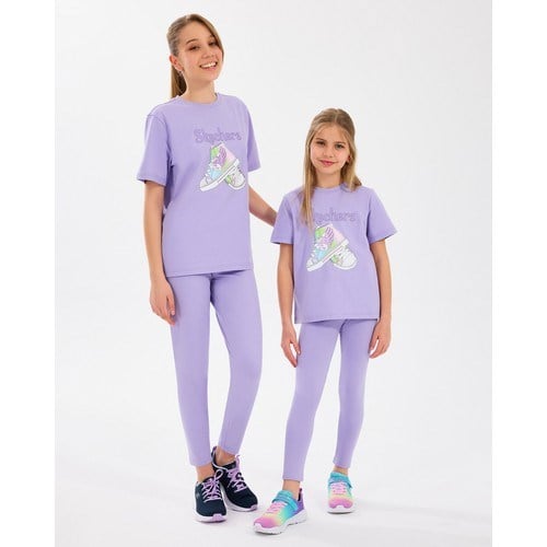 Skechers G Graphic Tee T-Shirt Büyük Kız Çocuk Mor Tshirt SK2510019-505