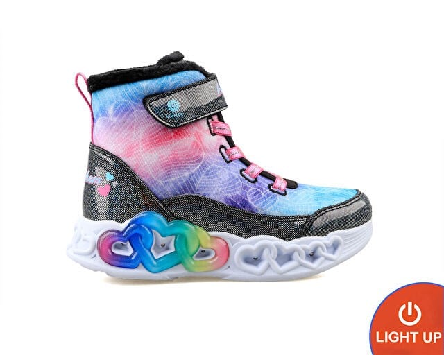 SKECHERS INFINITE HEART LIGHTS Çocuk Günlük Işıklı Bot 303054L-BKMT Çok Renkli