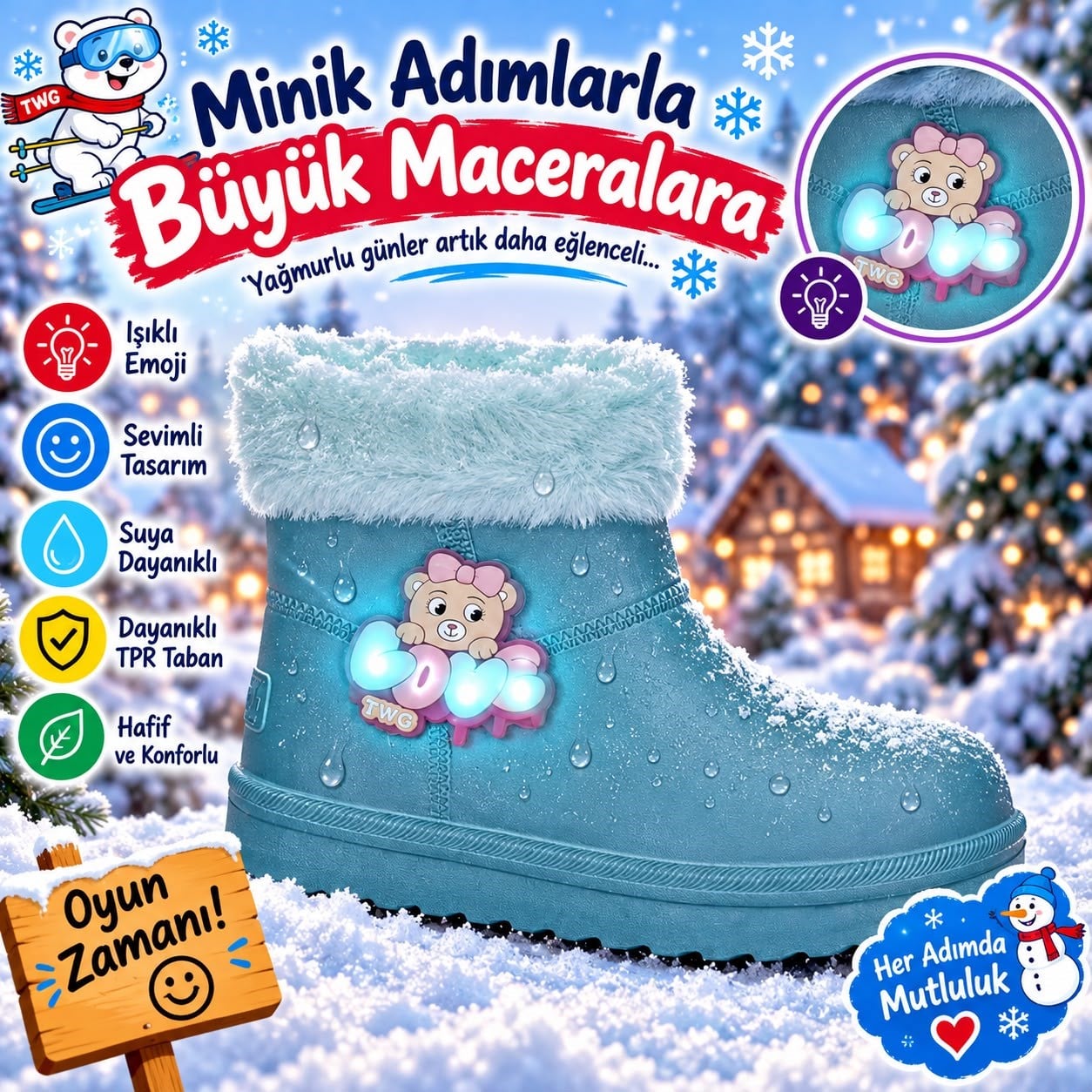 SU geçirmez çocuk yağmur botu 