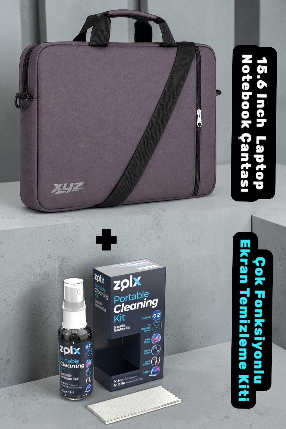 Classone XYZ-T24 15.6 Inch Macbook Notebook Çantası + Zolx Çok Fonksiyonlu Ekran Temizleme Seti