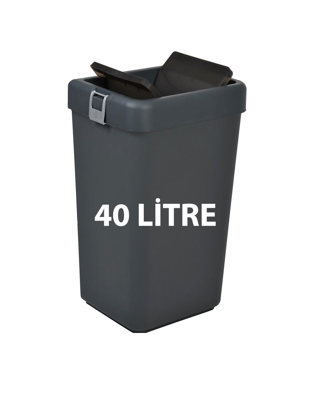 Motek Comfort 40 Litre Kilitli Hassas Kapaklı Yeni Nesil Çöp Kutusu Kovası Antrasit 
