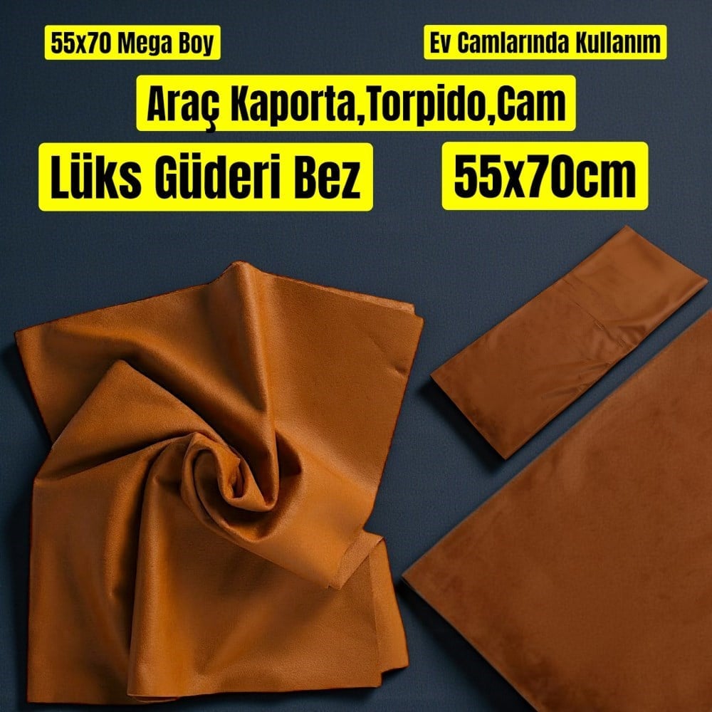 Technow Araç LÜKS Güderi Bez Oto Cam ve Kaporta Torpido Temizleme Araba Kurulama Bezi 50X70 cm 
