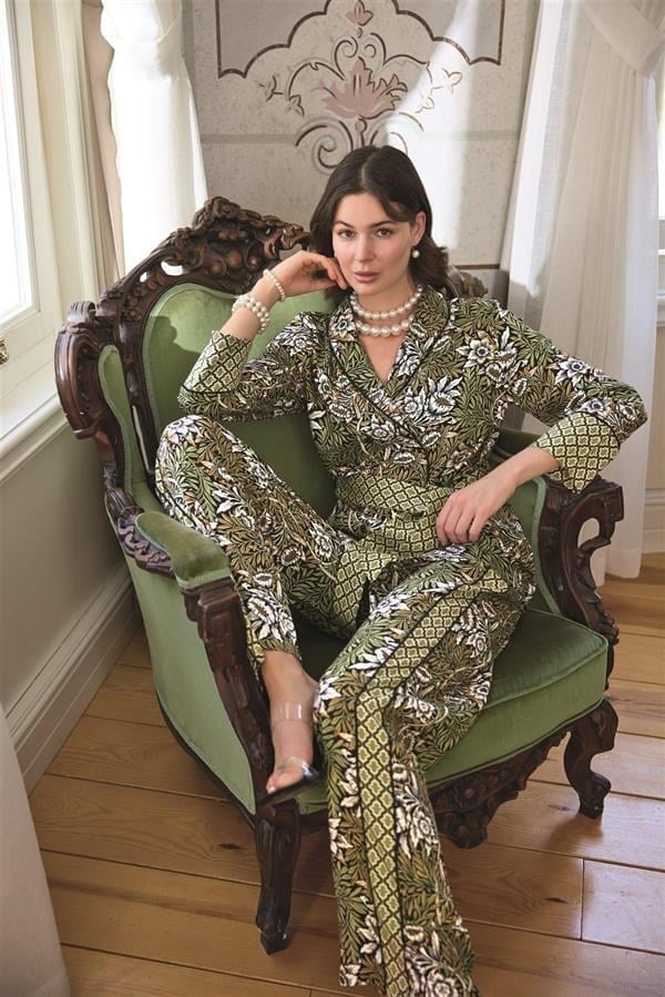 Arias Closet Çiçek Yaprak ve Etnik Desenli Pijama Takımı