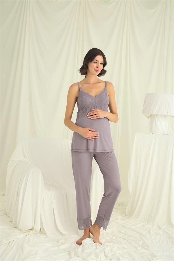 Arias Closet Dantelli Hamile Lohusa 3'lü Pijama Takımı