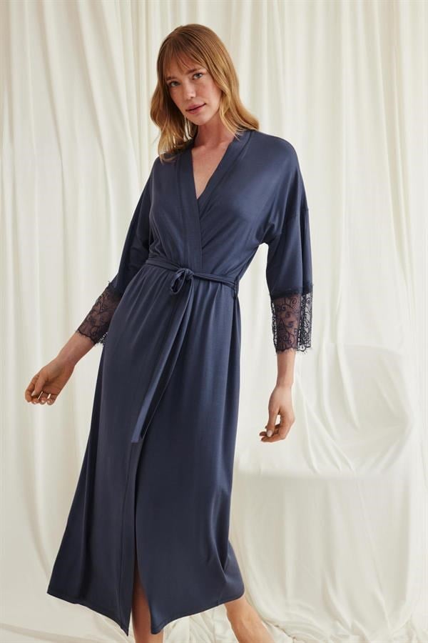 Arias Closet Dantelli ve Kuşaklı Sabahlık