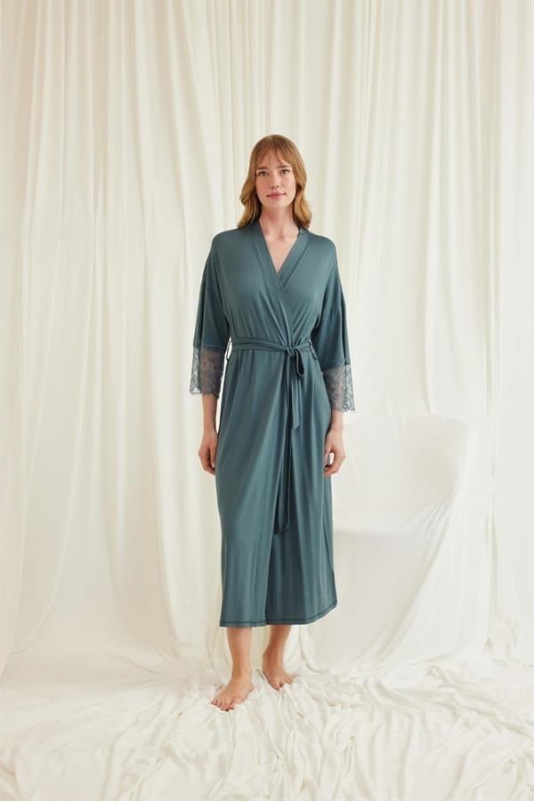 Arias Closet Dantelli ve Kuşaklı Sabahlık