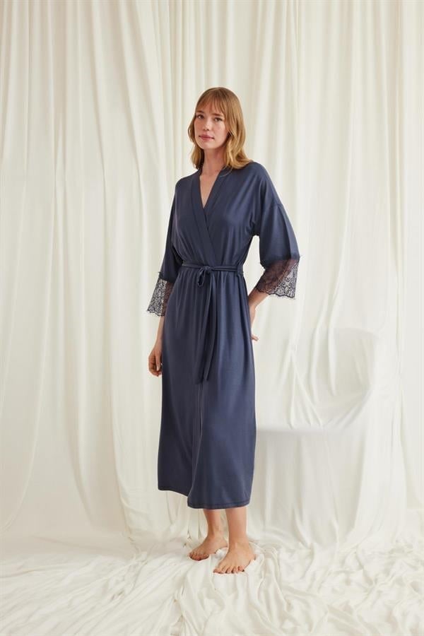 Arias Closet Dantelli ve Kuşaklı Sabahlık