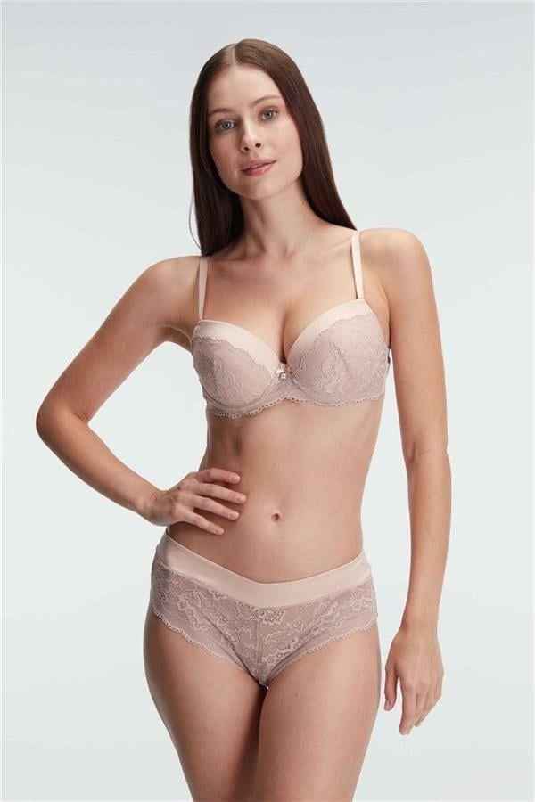 Arias Closet Destekli Balenli Kaplı Dantel Detaylı Sütyen Slip İç Çamaşırı Takımı
