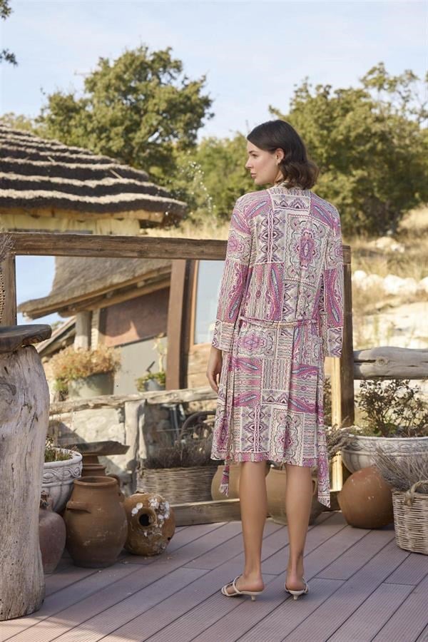 Arias Closet Etnik Deseni ve Dantelli Sabahlık Takımı