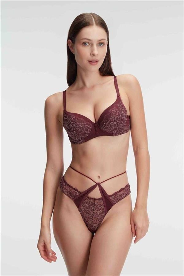 Arias Closet Fantezi Çiçek Desenli Destekli Balenli Kaplı Dantel Detaylı İç Çamaşırı Takımı