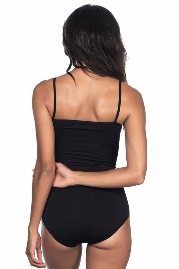Arias Closet Siyah MI Emay 1923 Soft İp Askılı Çıtçıtlı Body