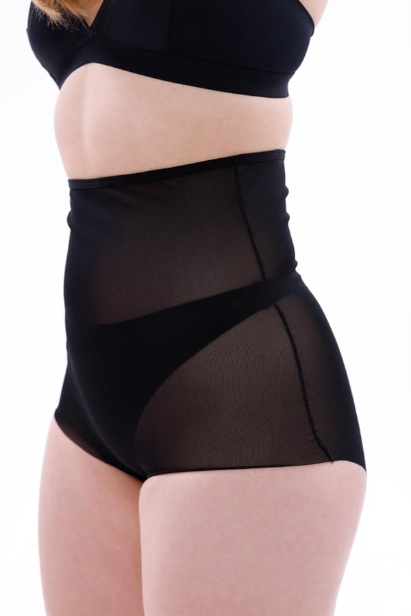 Arias Closet Siyah MI EMAY 2706 Lazer Tül Toparlayıcı Slip Hayalet Külot Korse