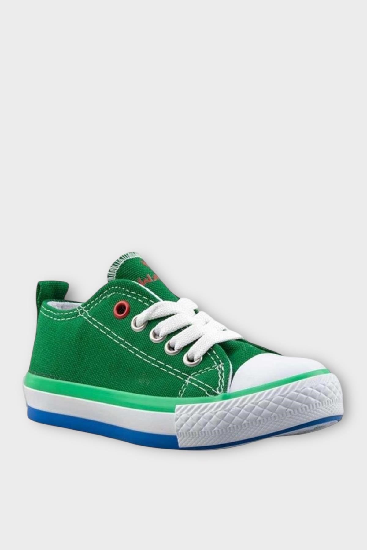 Çocuk Keten Kısa Convers Modeli Bağcıklı Spor Ayakkabı YEŞİL