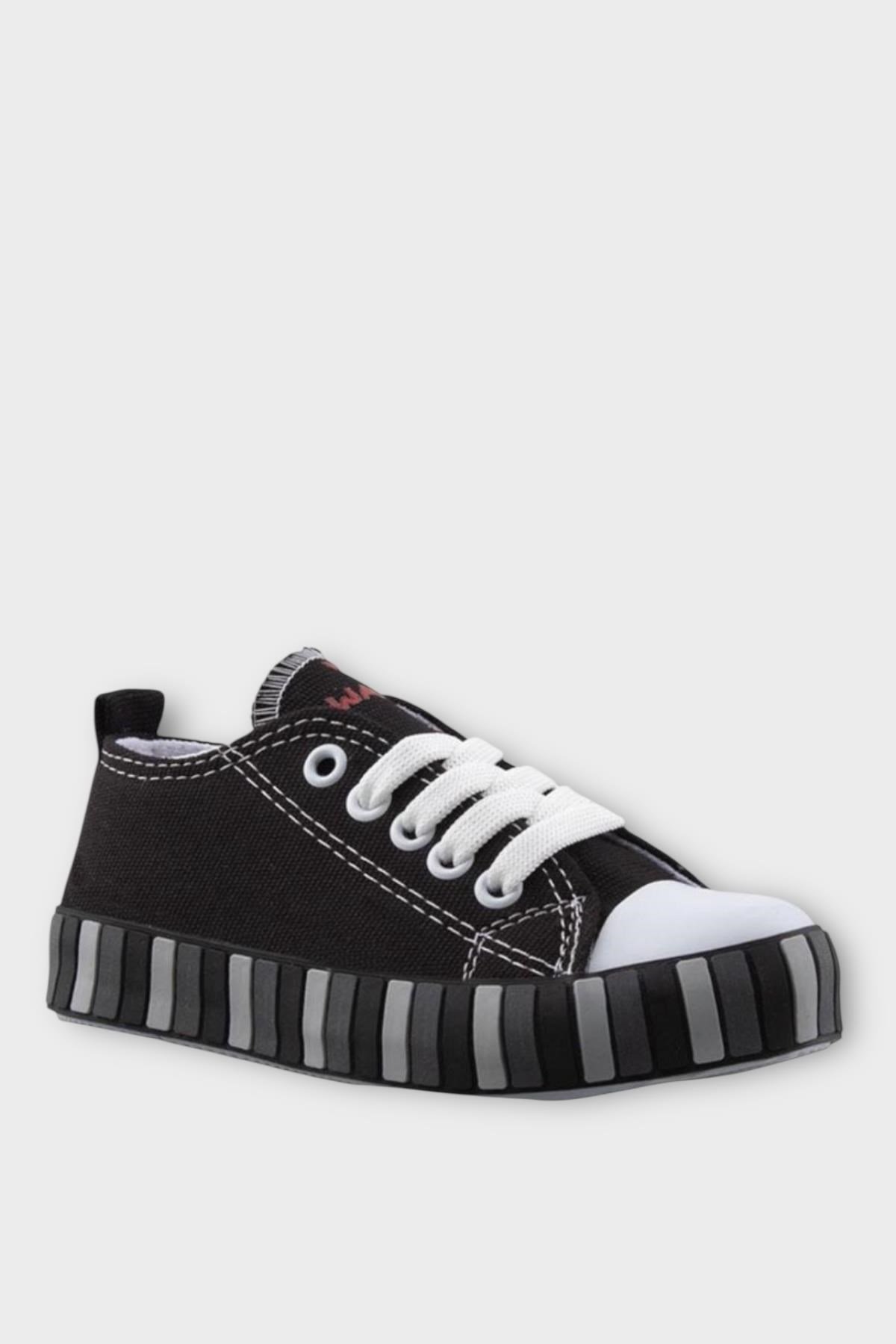 Çocuk Keten Kısa Convers Modeli Unisex Bağcıklı Spor Ayakkabı SİYAH