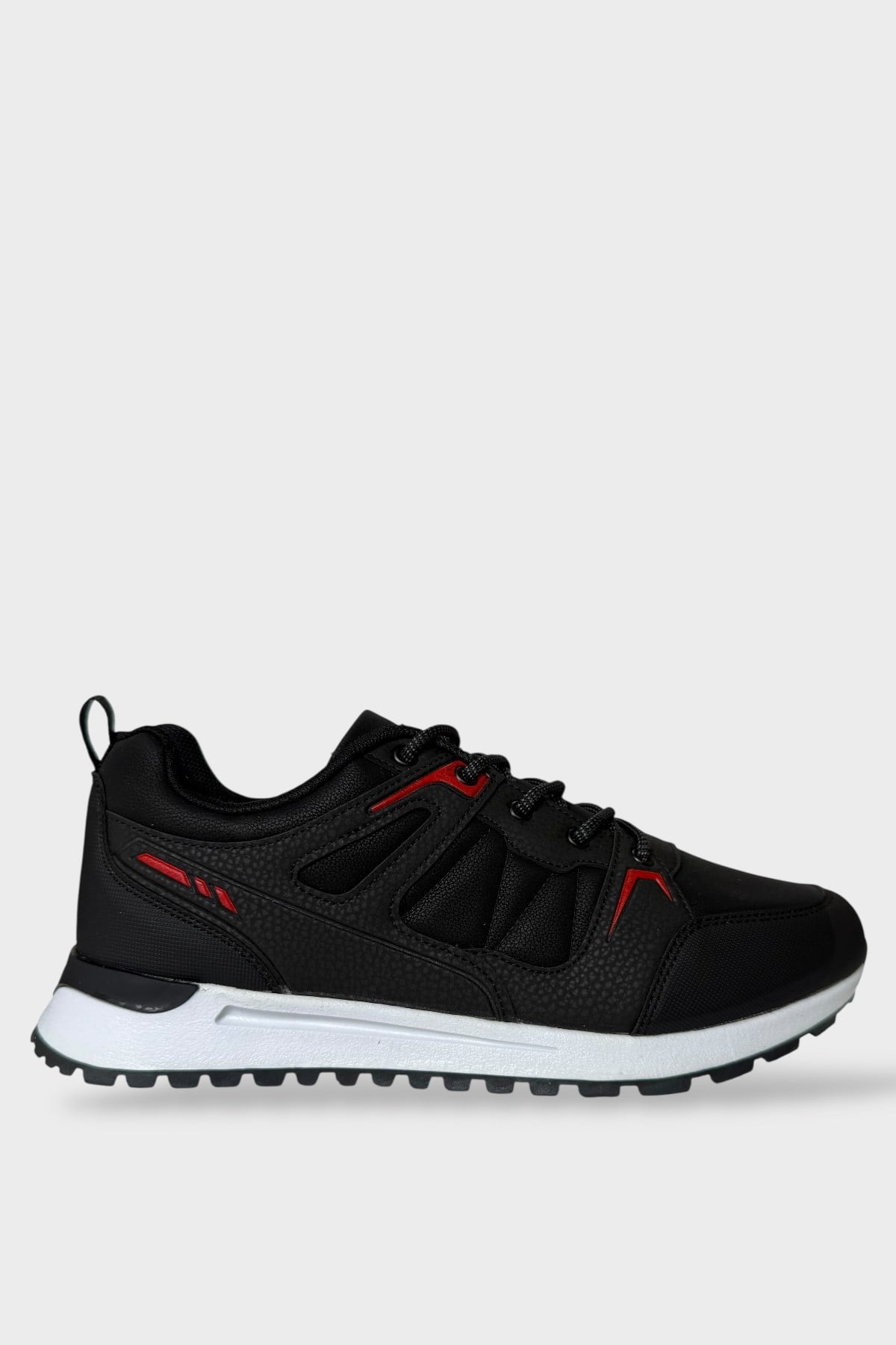 Erkek 4 Mevsim Rahat Comfort Spor Ayakkkabı SİYAH - KIRMIZI