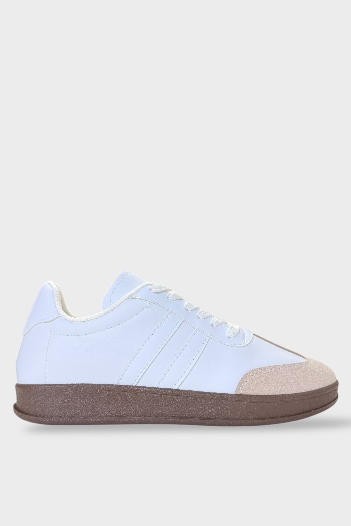 Erkek Cilt Sneaker Ayakkabı BEYAZ - GRİ