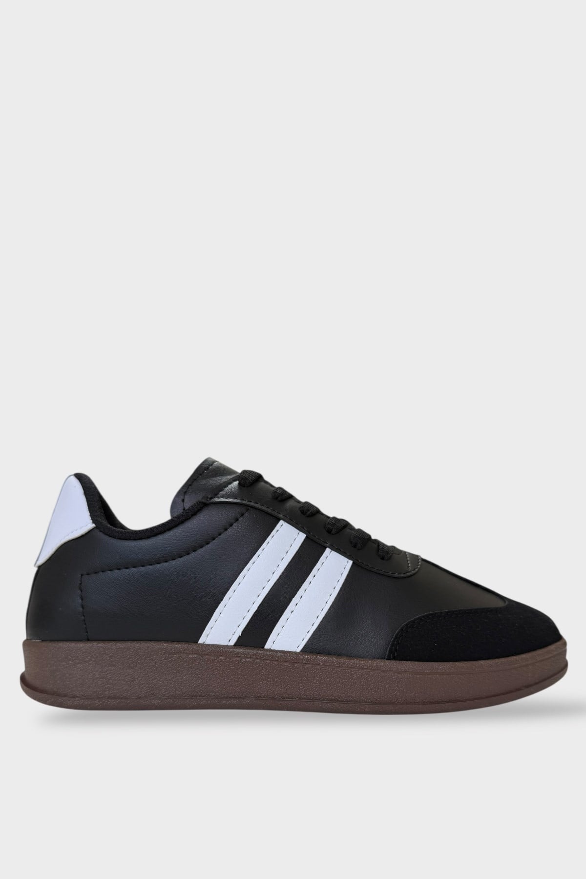 Erkek Cilt Sneaker Ayakkabı SİYAH - BEYAZ