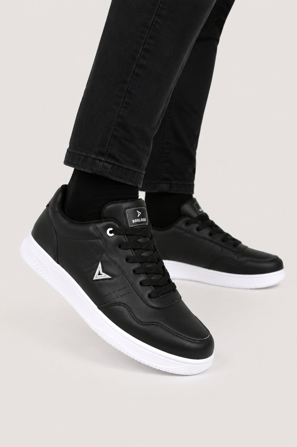 Erkek Faylon Taban Cilt Sneaker Ayakkabı SİYAH - BEYAZ