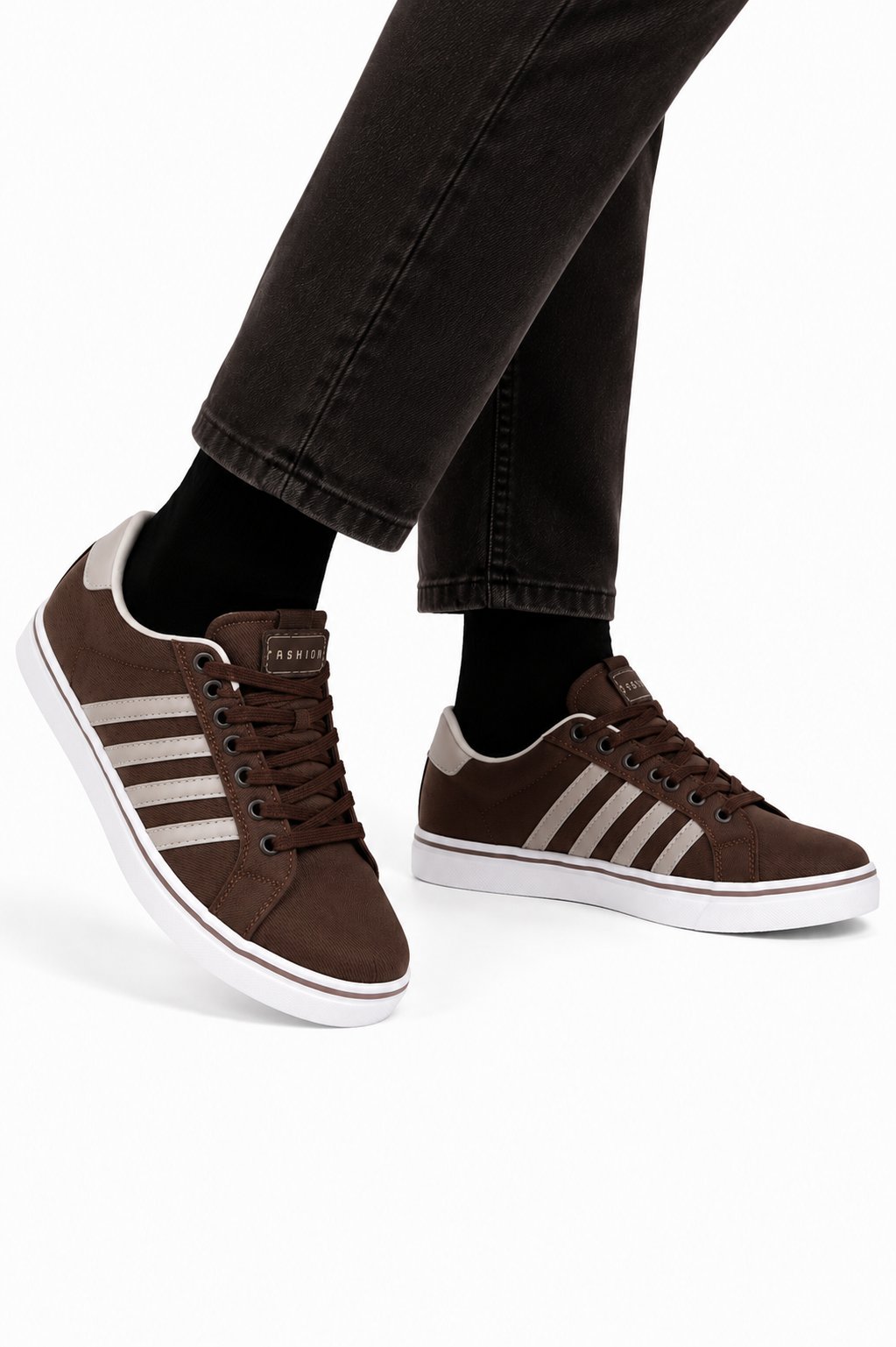 Erkek Faylon Taban Keten Sneaker Ayakkabı KAHVERENGİ