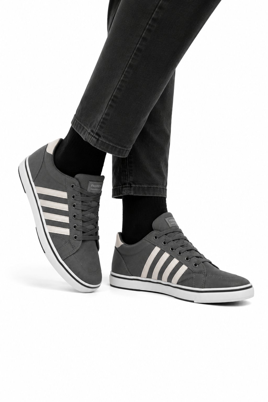 Erkek Faylon Taban Keten Sneaker Ayakkabı FÜME