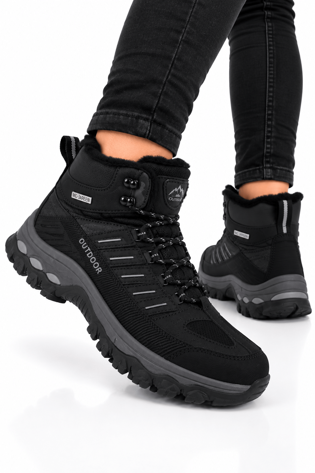 Erkek İçi Kürklü Kaydırmaz Taban Trekking & Outdoor Bot  SİYAH-FÜME