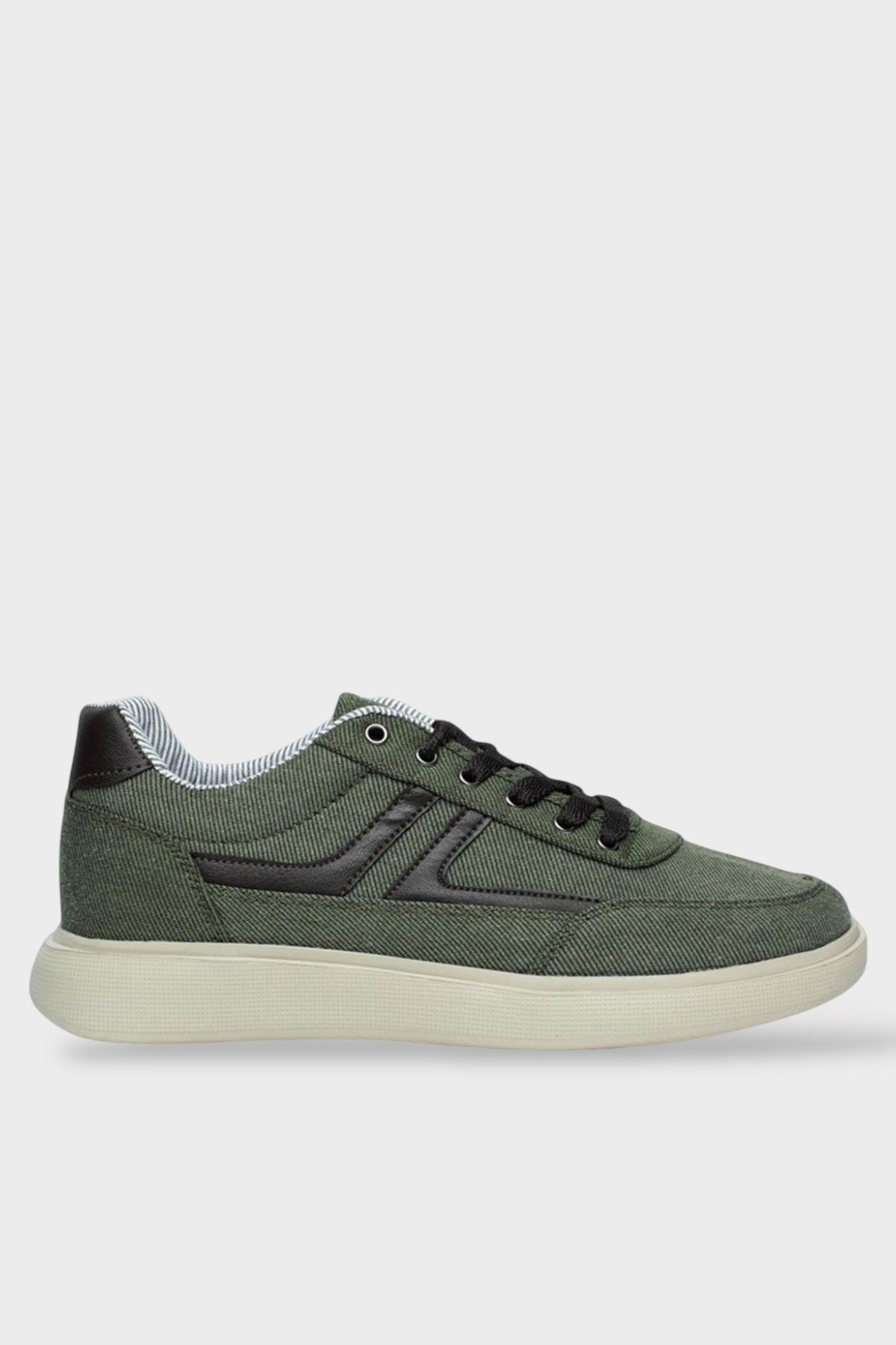 Erkek Keten Gabardin Kumaş Sneaker Ayakkabı HAKİ