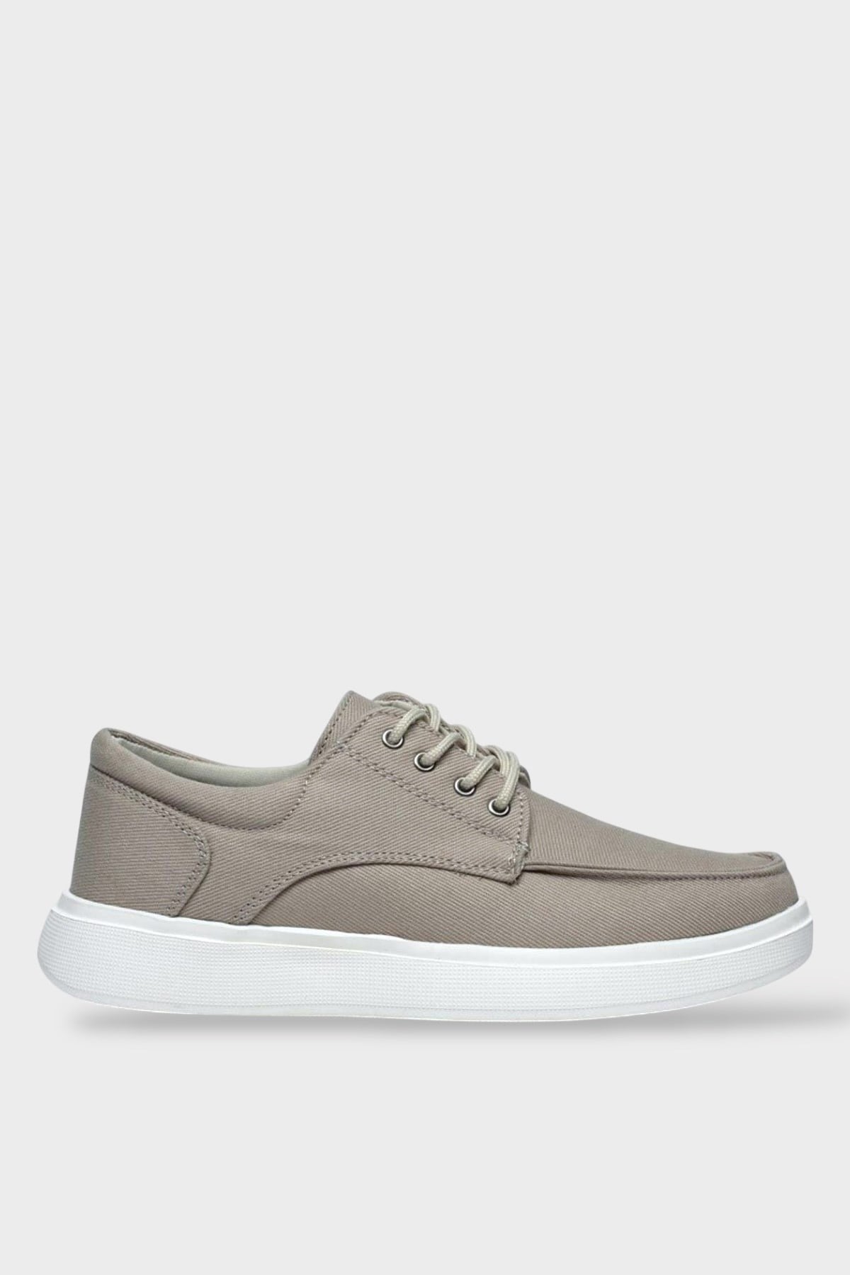 Erkek Keten Gabardin Kumaş Sneaker Ayakkabı BEJ