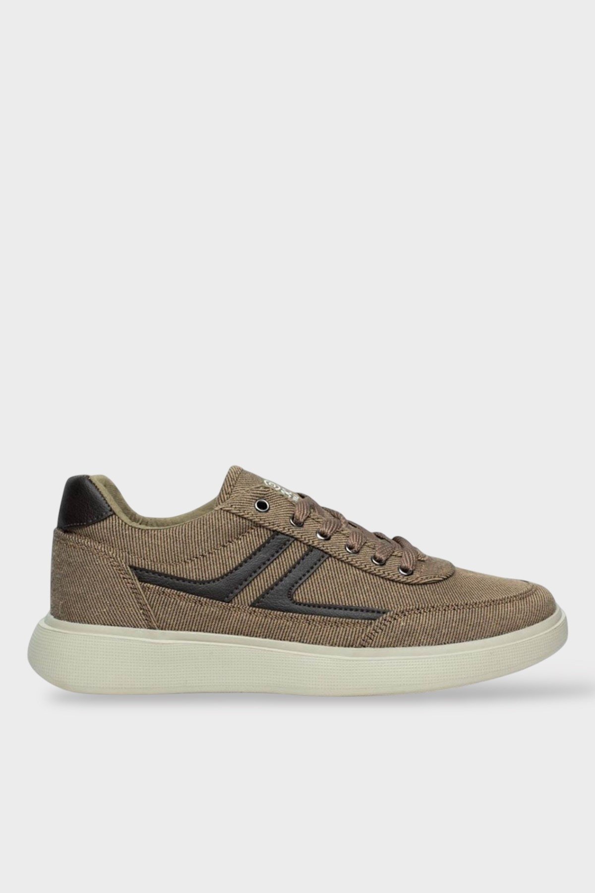 Erkek Keten Gabardin Kumaş Sneaker Ayakkabı VİZON