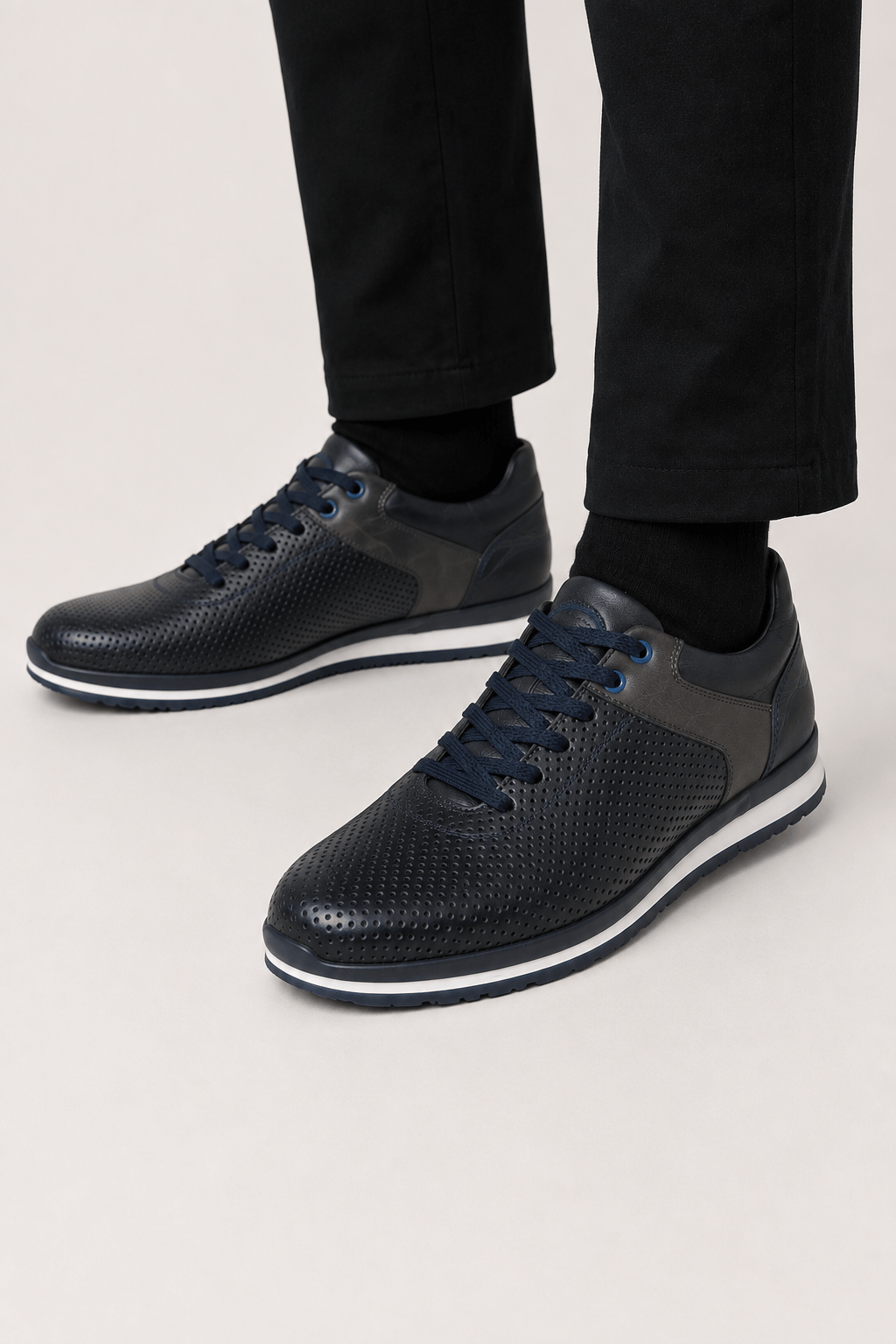 Erkek Sneaker Hakiki Erkek Deri Ayakkabı LACİVERT