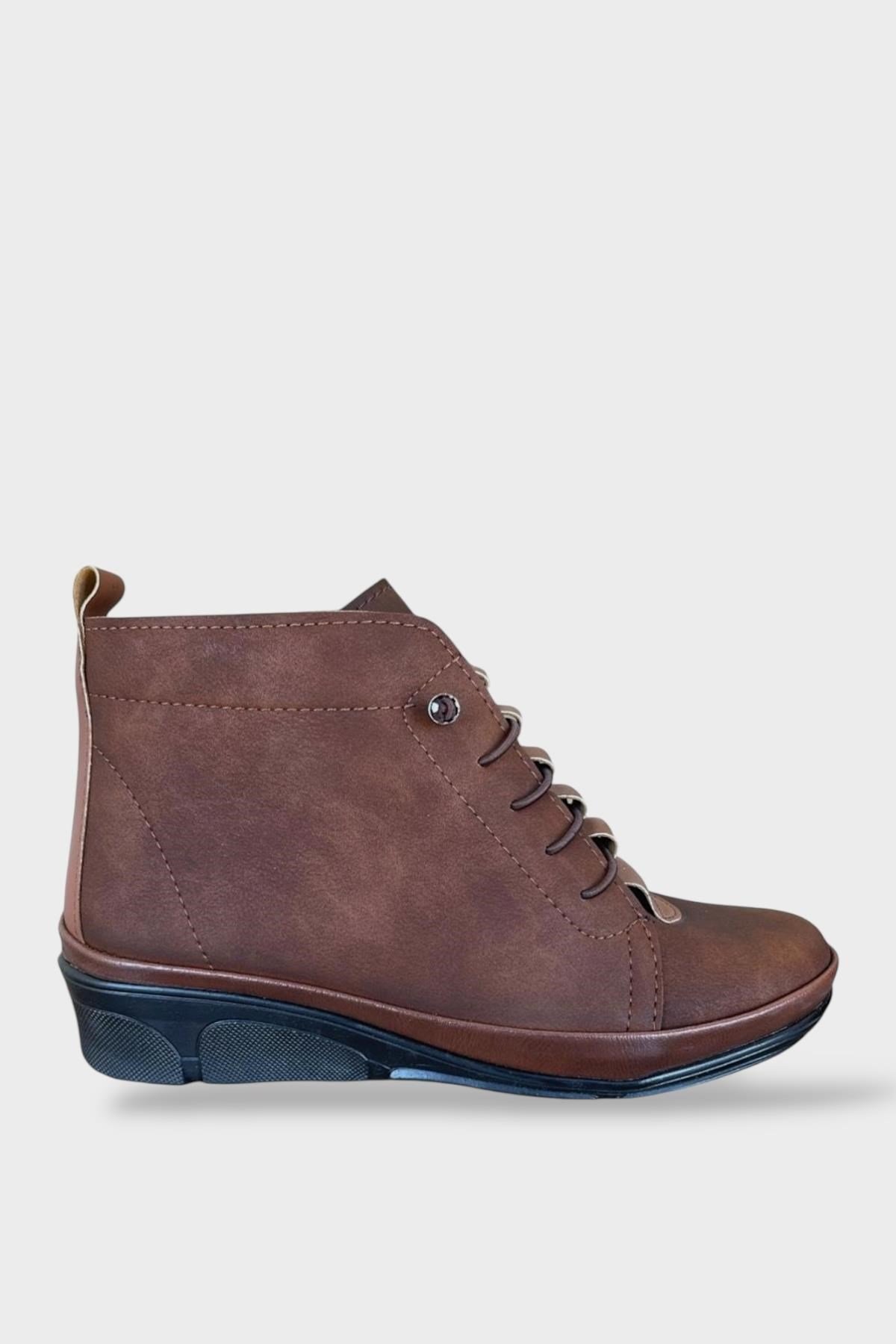 Fermuarlı Akıllı Bağcıklı Dolgu Taban Kadın Bot TABA