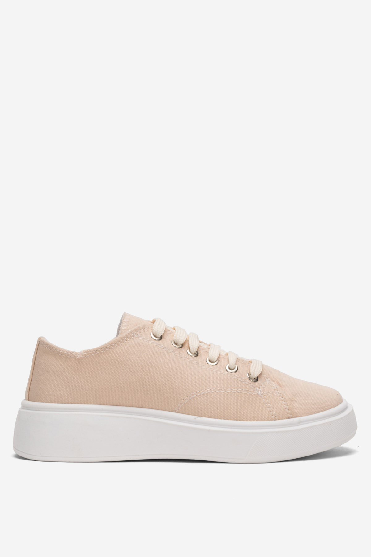 Rahat Kalıp Kalın Taban Kadın Sneaker Ayakkabı BEJ