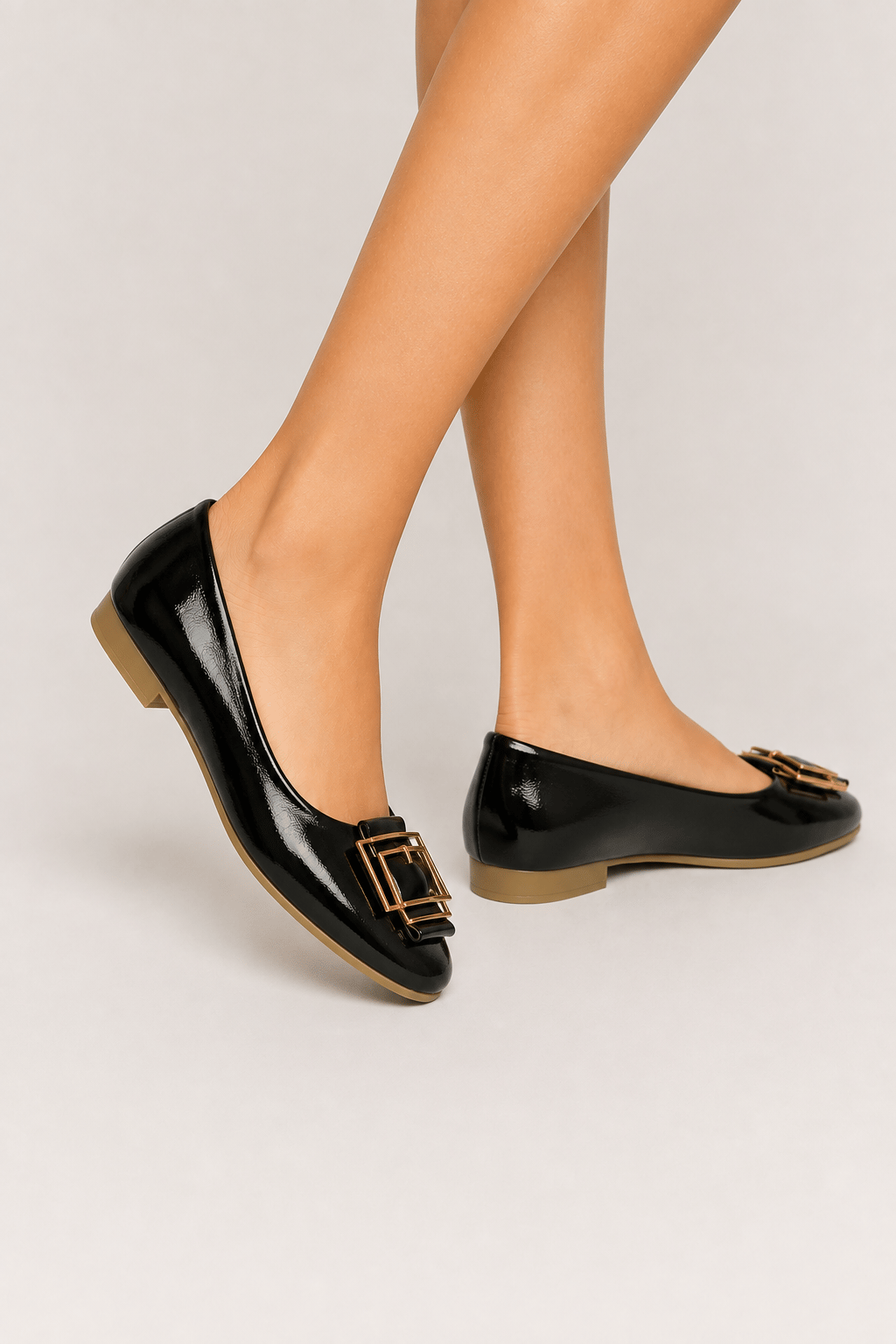 Toka Detaylı Şık Kadın Babet Ayakkabı SİYAH