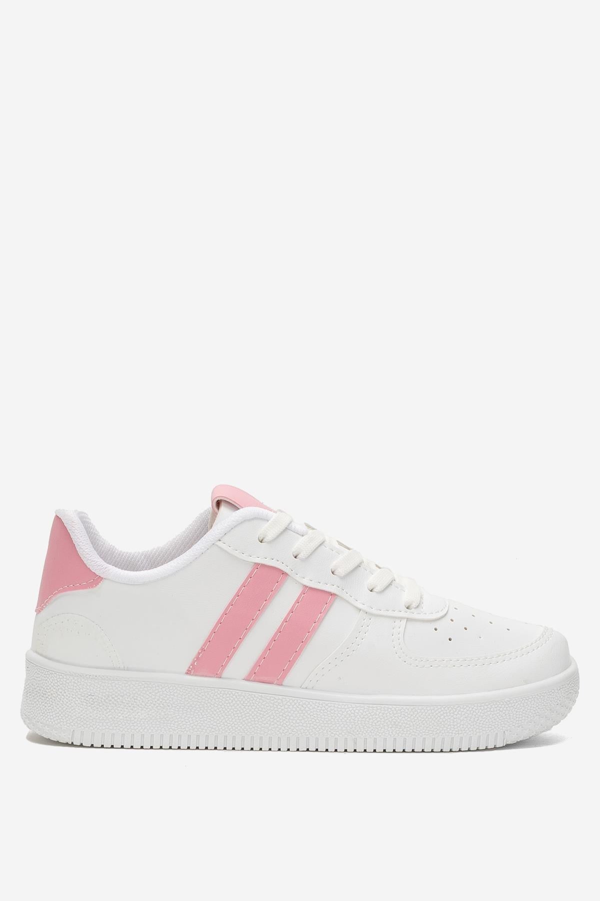 Unisex Bağcıklı Spor Sneaker Ayakkabı BEYAZ - PEMBE