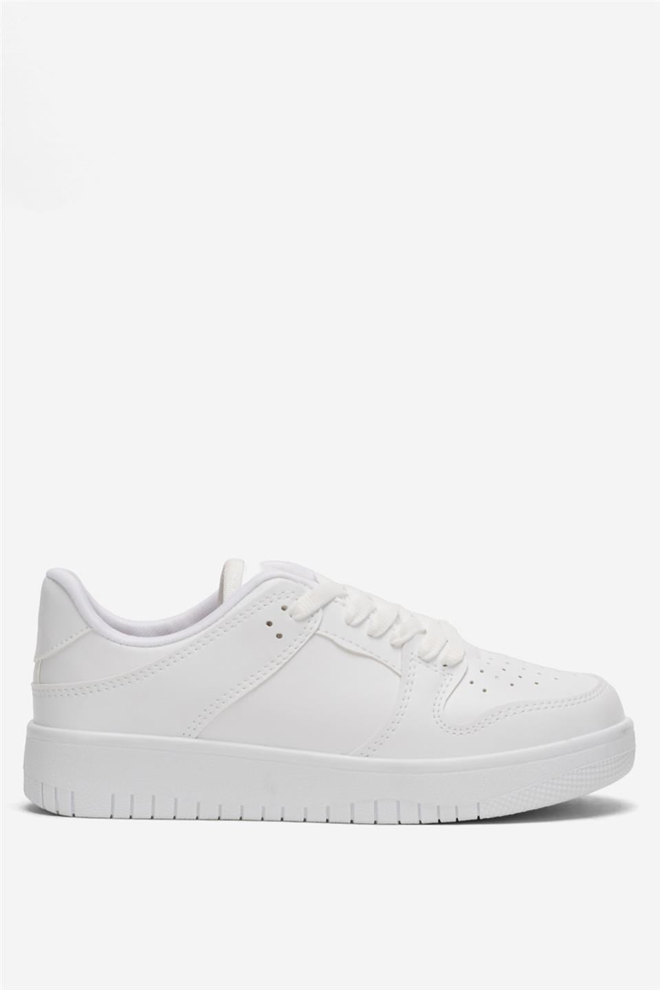 Unisex Bağcıklı Spor Sneaker Ayakkabı BEYAZ