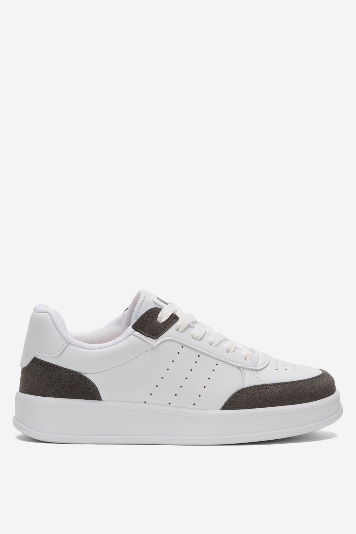 Unisex Düz Hafif Taban Sneaker Ayakkabı BEYAZ - FÜME